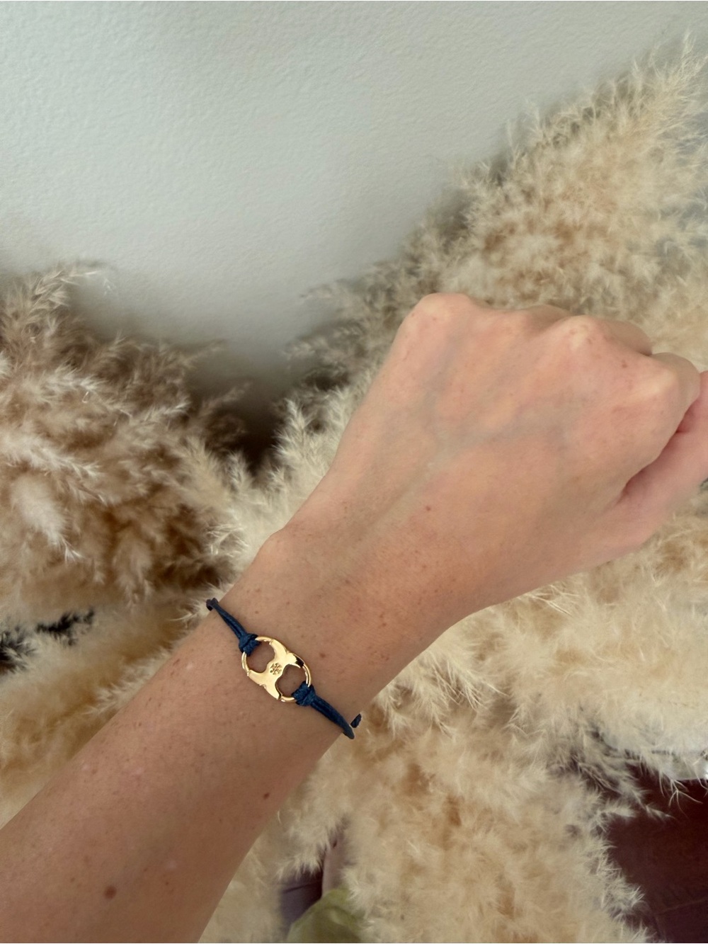 Tory Burch Gold Accent Navy Blue Cord Women's Bracelet